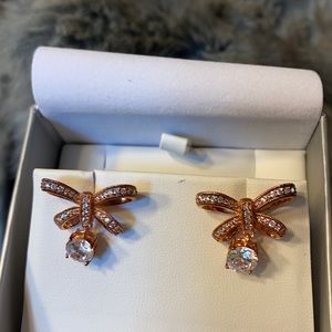 Rose Tone Bow Earrings